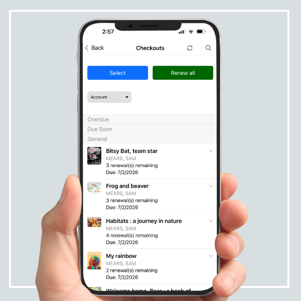 manage checkouts screen on mobile app
