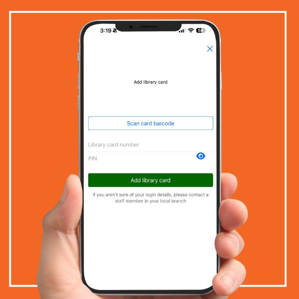 add library card screen on mobile app