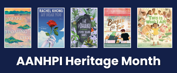Asian Americans, Native Hawaiians, and Pacific Islanders banner with featured book images