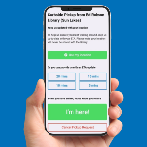 Hand holding smartphone with new MCLD app open