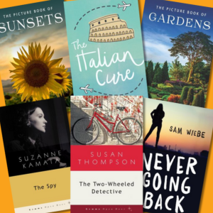 6 books on a yellow background